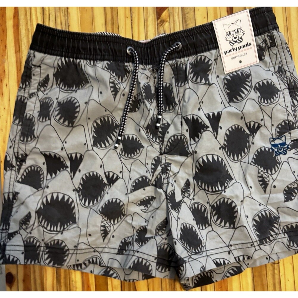 New Party Pants Boys Large Swim Shorts Sharks Board shorts Gray Black New